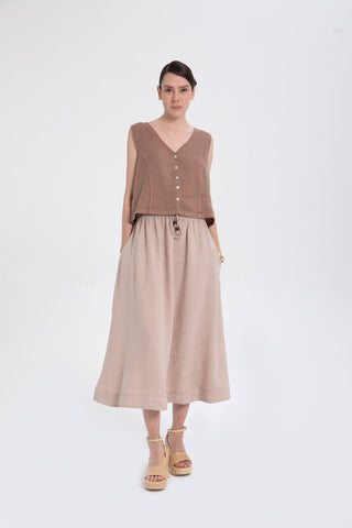 Raw Linen Buttoned Waistcoat - Vest