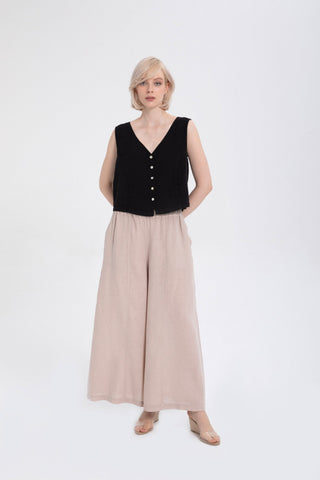 Raw Linen Buttoned Waistcoat - Vest