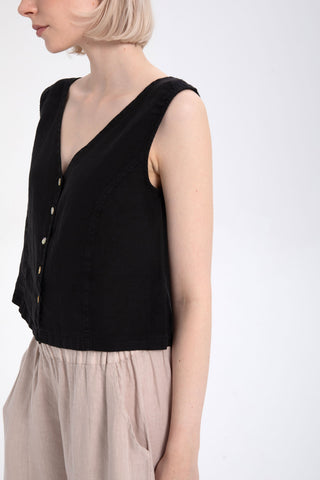 Raw Linen Buttoned Waistcoat - Vest