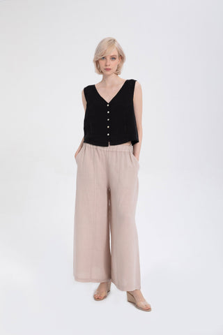 Raw Linen Buttoned Waistcoat - Vest