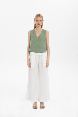 Raw Linen Buttoned Waistcoat - Vest