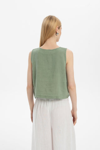 Raw Linen Buttoned Waistcoat - Vest