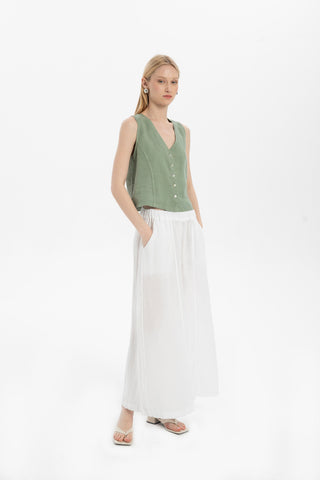 Raw Linen Buttoned Waistcoat - Vest