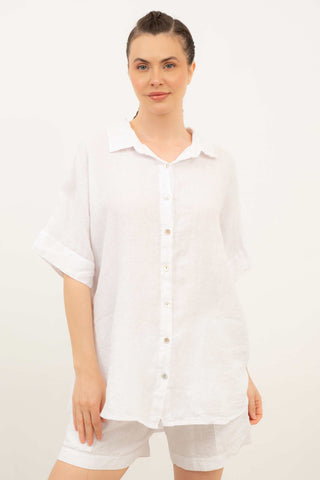 Pure Linen Short Sleeve Oversize Shirt