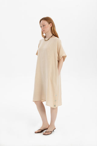 Linen Oversize Midi Length Dress - Dress