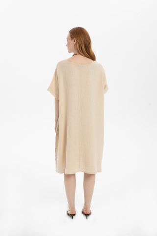 Linen Oversize Midi Length Dress - Dress