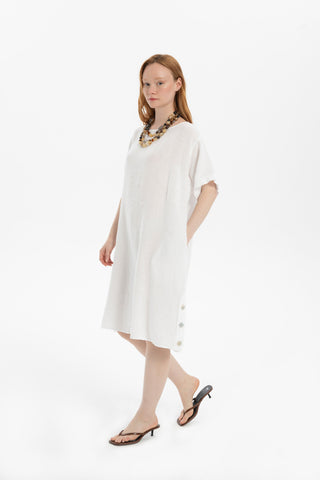 Linen Oversize Midi Length Dress - Dress