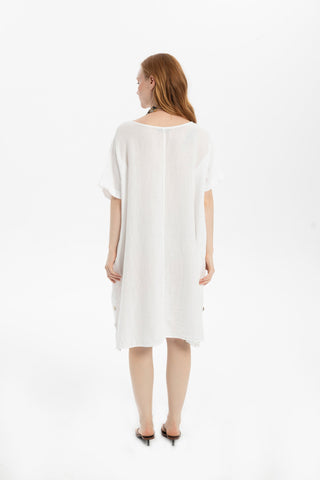 Linen Oversize Midi Length Dress - Dress