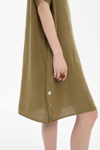 Linen Oversize Midi Length Dress - Dress