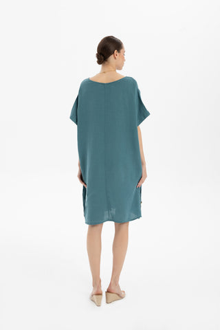 Linen Oversize Midi Length Dress - Dress