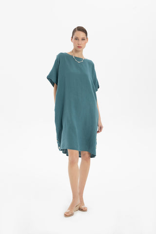 Linen Oversize Midi Length Dress - Dress