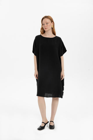 Linen Oversize Midi Length Dress - Dress