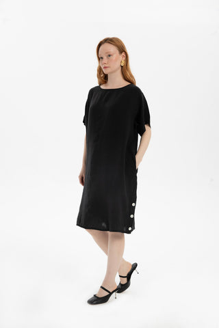 Linen Oversize Midi Length Dress - Dress