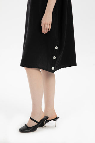 Linen Oversize Midi Length Dress - Dress