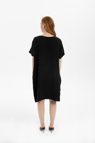 Linen Oversize Midi Length Dress - Dress