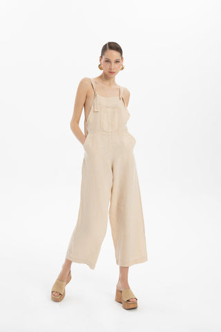 Linen Kangaroo Pocket Sleeveless Jumpsuit - Jumpsuit