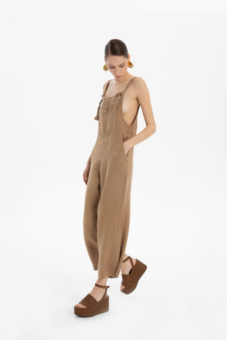 Linen Kangaroo Pocket Sleeveless Jumpsuit - Jumpsuit