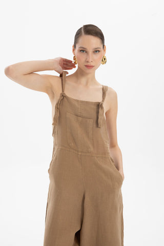 Linen Kangaroo Pocket Sleeveless Jumpsuit - Jumpsuit