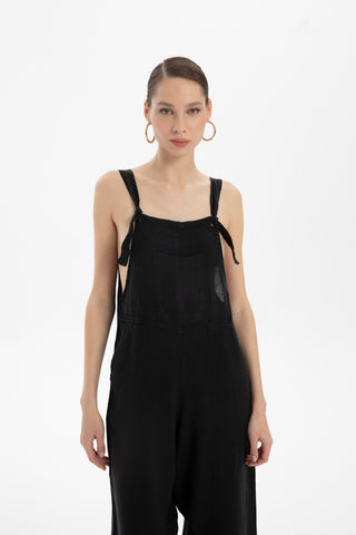 Linen Kangaroo Pocket Sleeveless Jumpsuit - Jumpsuit