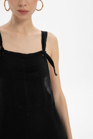 Linen Kangaroo Pocket Sleeveless Jumpsuit - Jumpsuit