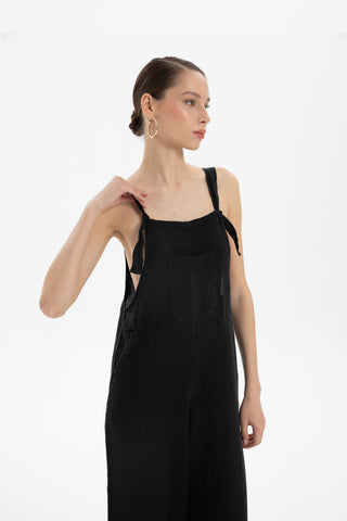 Linen Kangaroo Pocket Sleeveless Jumpsuit - Jumpsuit