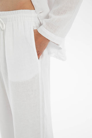 Linen Wide Leg Jogger Men's Trousers