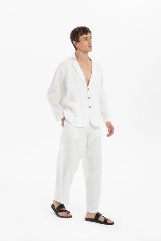 Linen Wide Leg Jogger Men's Trousers