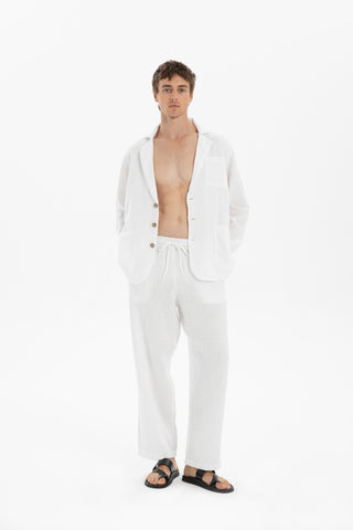 Linen Wide Leg Jogger Men's Trousers