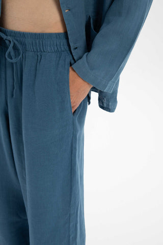 Linen Wide Leg Jogger Men's Trousers