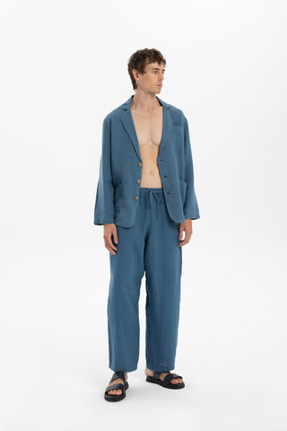 Linen Wide Leg Jogger Men's Trousers