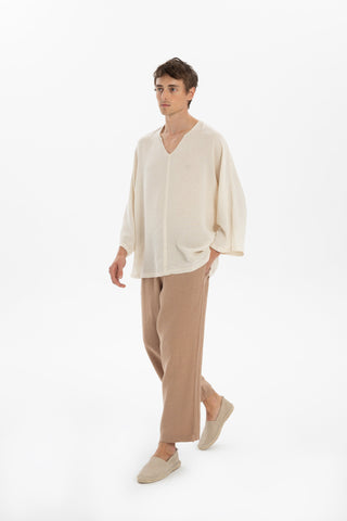 Linen Wide Leg Jogger Men's Trousers
