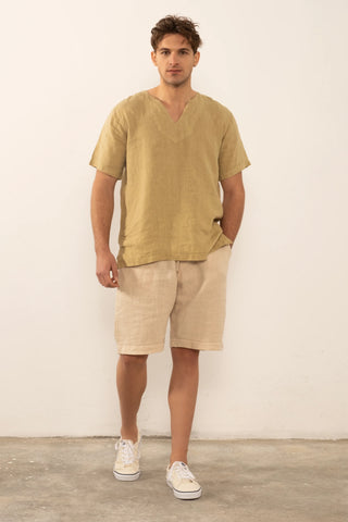 Linen V-Neck Men's T-Shirt