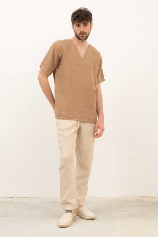 Linen V-Neck Men's T-Shirt