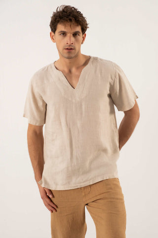 Linen V-Neck Men's T-Shirt