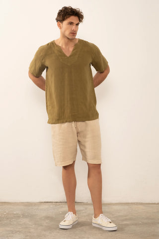 Linen V-Neck Men's T-Shirt