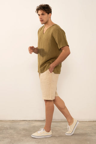 Linen V-Neck Men's T-Shirt