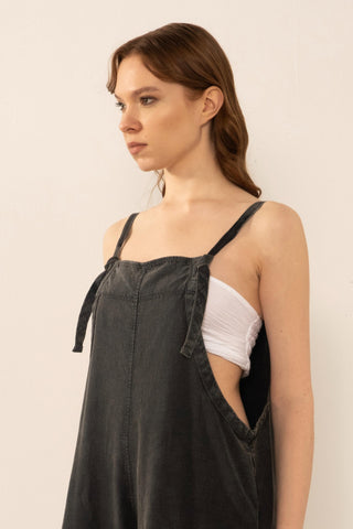 Woven Wide Leg Sleeveless Jumpsuit - Jumpsuit