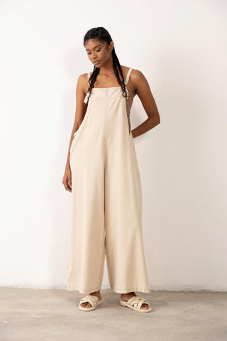 Woven Wide Leg Sleeveless Jumpsuit - Jumpsuit