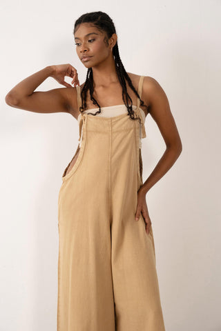 Woven Wide Leg Sleeveless Jumpsuit - Jumpsuit