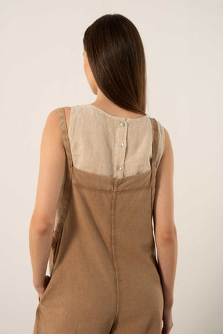 Woven Slim-Fit Sleeveless Jumpsuit - Jumpsuit