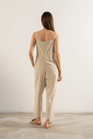 Woven Slim-Fit Sleeveless Jumpsuit - Jumpsuit