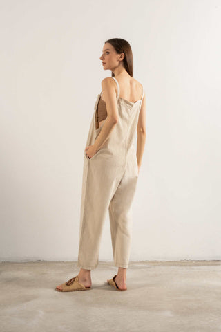 Woven Slim-Fit Sleeveless Jumpsuit - Jumpsuit