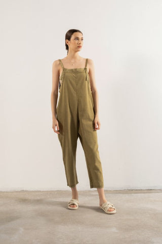 Woven Slim-Fit Sleeveless Jumpsuit - Jumpsuit