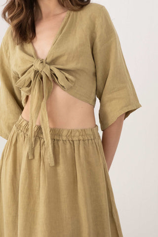 Linen Wrap-Tie Blouse