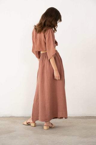 Linen Wrap-Tie Blouse