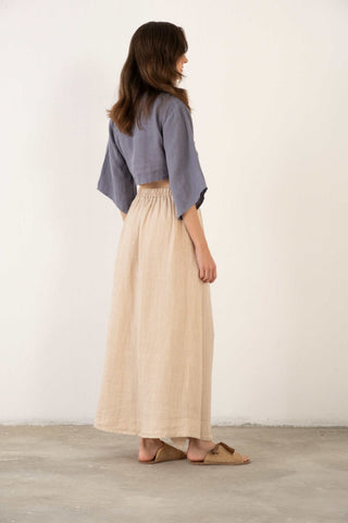 Linen Wrap-Tie Blouse