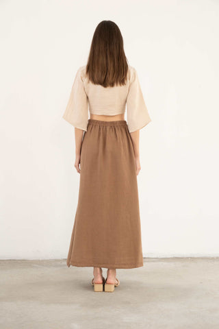 Linen Wrap-Tie Blouse