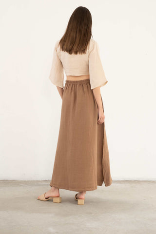 Linen Wrap-Tie Blouse