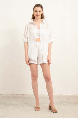 Thin Buttonless Oversize Shirt - Shirt