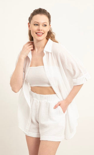 Thin Buttonless Oversize Shirt - Shirt